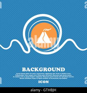 Attivo vulcano che erutta icona segno. Blu e bianco sfondo astratto di tinte con spazio per il testo e per il design. Vettore Illustrazione Vettoriale