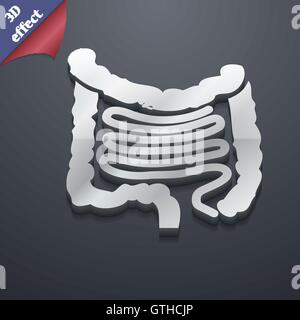 Intestini icona simbolo. 3D stile. Alla moda e dal design moderno con spazio per il vettore di testo Illustrazione Vettoriale