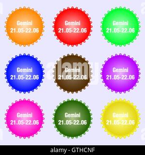 Icona Gemini segno. Grande set di colorati, diversificato e di alta qualità dei pulsanti. Vettore Illustrazione Vettoriale