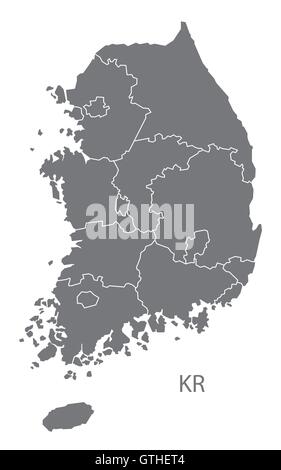 Corea del Sud mappa dei grigi vettore Illustrazione Vettoriale