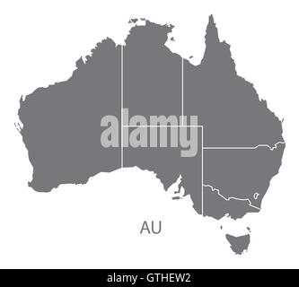 Australia mappa dei grigi vettore isolato Illustrazione Vettoriale