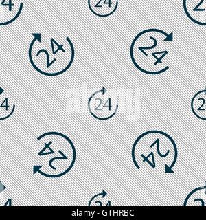Tempo icona 24 segno. Modello senza cuciture con texture geometrica. Vettore Illustrazione Vettoriale