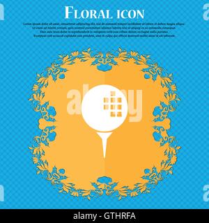 Golf Icona icona. Floral design piatto su un blu sfondo astratto con posto per il vostro testo. Vettore Illustrazione Vettoriale