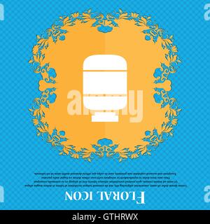 Farmaco icona icona. Floral design piatto su un blu sfondo astratto con posto per il vostro testo. Vettore Illustrazione Vettoriale