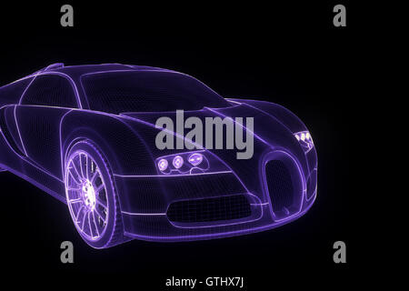 Auto Sportive in ologramma stile Wireframe. Bello il rendering 3D. Foto Stock