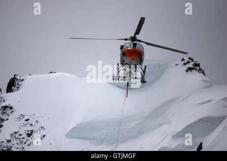 Hubschrauber, Mont Blanc-Massiv, Chamonix Frankreich. Foto Stock