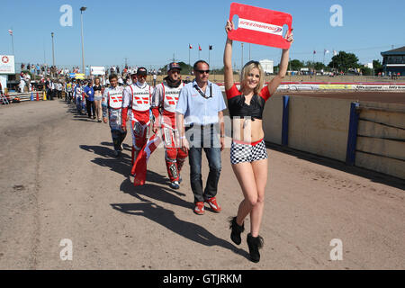 Il team su la parata giro - FIM Speedway il mondo sotto i-21 Team Cup Semi finale a Arena Essex Raceway, Hereford - 27/05/12 Foto Stock