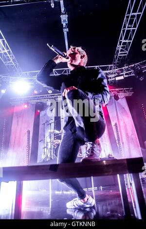 Banda di Metalcore Parkway Drive si esibisce dal vivo in Milano, Italia Foto Stock