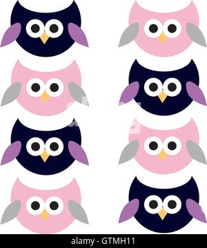 Carino gufi illustrazione perfetta configurazione vettore Illustrazione Vettoriale
