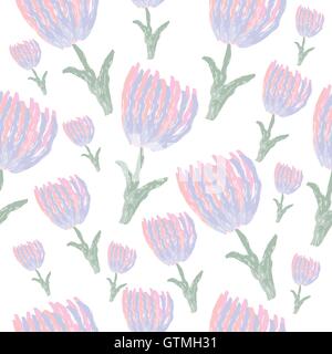 Acquerello tulipani perfetta configurazione vettore Illustrazione Vettoriale