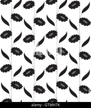 Bianco e nero strisce floreali perfetta configurazione vettore Illustrazione Vettoriale