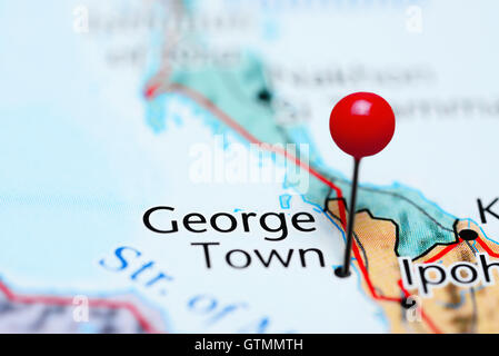 George Town imperniata su una mappa della Malesia Foto Stock