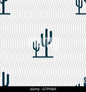 Icona di Cactus segno. Modello senza cuciture con texture geometrica. Vettore Illustrazione Vettoriale