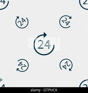 Tempo icona 24 segno. Modello senza cuciture con texture geometrica. Vettore Illustrazione Vettoriale
