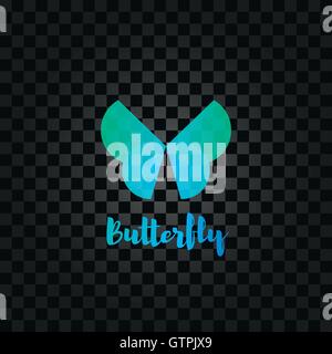 Isolate il turchese butterfly logo vettoriale. Logotipo di insetti. Ali illustrazione. Illustrazione Vettoriale