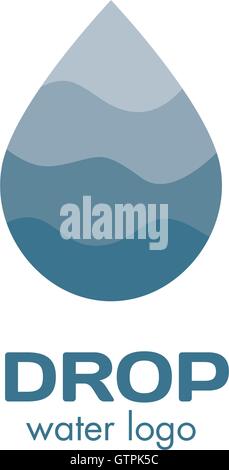 Abstract isolato di colore blu vettore waterdrop logo. Logotipo dell'acqua. Illustrazione di liquido. Bibite fresche segno. Mare,ocean,fiume eleme Illustrazione Vettoriale