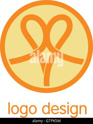 Vettore astratti Persone logo. Arancione logotipo isolato. Abstract monolinea. Icona del nodo. Illustrazione Vettoriale