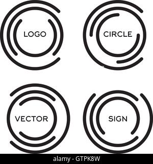 Abstract isolato round logo vettoriale set. Delineato il logo circolare raccolta. Illustrazione Vettoriale