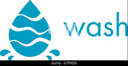 Abstract isolato di colore blu vettore waterdrop logo. Logotipo dell'acqua. Illustrazione di liquido. Bibite fresche segno. Mare,ocean,fiume eleme Illustrazione Vettoriale