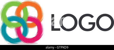 Vettore di insolito logo isolato. Logo della croce. Anelli di illustrazione vettoriale. Illustrazione Vettoriale