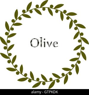 Turno isolato green olive branch vector logo. Circlular forma. Olio di oliva segno. Simbolo di pace. La mitologia greca segno. Una sana p Illustrazione Vettoriale