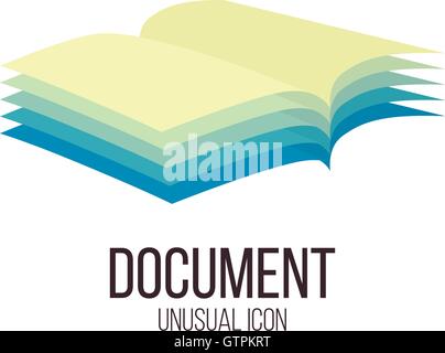 Libro isolato logo vettoriale. Logotipo di documenti. Istruzione e apparecchiature per ufficio. Illustrazione Vettoriale