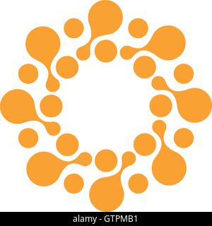 Abstract vettore logotipo cerchio. Orange insolito chimica isolata logo. Icona di virus. Sole arancione sun. Fiore. Illustrazione Vettoriale