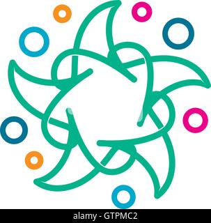 Lineart abstract logo a stella. Kids starfish icona. Illustrazione Vettoriale
