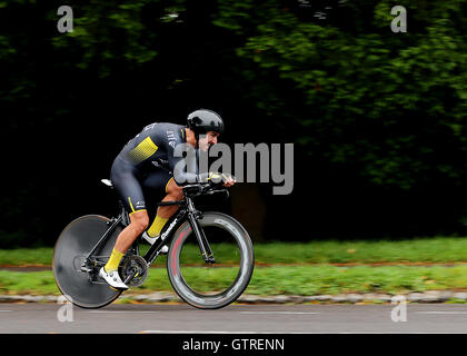 Bristol, Regno Unito. Decimo Sep, 2016. Tour della Gran Bretagna in bicicletta, stadio 7a, Bristol. Russell Downing di JLT Condor in azione durante la prova a tempo Credito: Azione Sport Plus/Alamy Live News Foto Stock