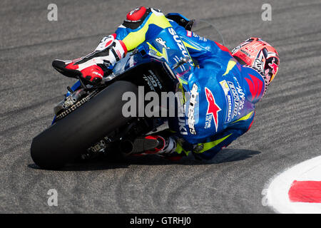 Misano Adriatico, Italia. 9 Sep, 2016. MAVERICK VINALES del Team SUZUKI ECSTAR corse durante la sessione di pratica del 2016 Moto GP di San Marino a Misano World Circuit di Misano Adriatico, Italia. Credito: James Gasperotti/ZUMA filo/Alamy Live News Foto Stock