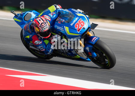 Misano Adriatico, Italia. 9 Sep, 2016. MAVERICK VINALES del Team SUZUKI ECSTAR corse durante la sessione di pratica del 2016 Moto GP di San Marino a Misano World Circuit di Misano Adriatico, Italia. Credito: James Gasperotti/ZUMA filo/Alamy Live News Foto Stock