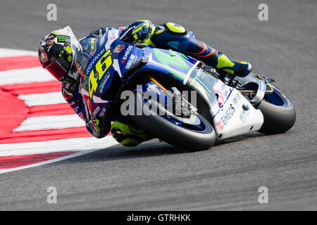 Misano Adriatico, Italia. 9 Sep, 2016. VALENTINO ROSSI corse durante la sessione di pratica del 2016 Moto GP di San Marino a Misano World Circuit di Misano Adriatico, Italia. Credito: James Gasperotti/ZUMA filo/Alamy Live News Foto Stock