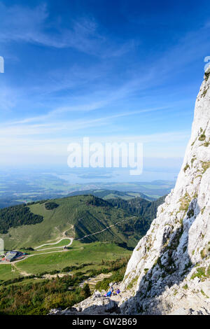 Chiemgauer Alpen, Chiemgau Alpi: baita Steinlingalm, cappella 'Maria, Königin des Friedens' all mountain Krampenwand, vista Foto Stock