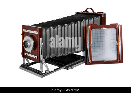 Antique Deardorff 8x10 pollici Visualizza fotocamera con 8x10 cm e 10' Kodak Ektar commerciale lente Foto Stock
