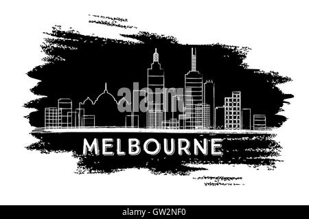 Melbourne Skyline Silhouette. Mano Bozzetto. Illustrazione Vettoriale. Viaggi di affari e turismo concetto con edifici moderni. Illustrazione Vettoriale