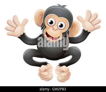 Un simpatico scimpanzé chimp o animale scimmia personaggio dei fumetti mascotte Foto Stock