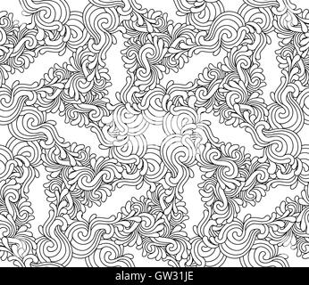 Seamless zentangle decorativi motivo grafico su sfondo bianco Illustrazione Vettoriale