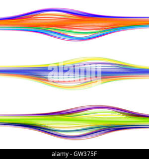 Set di convessa colori vivaci linee ondulate sullo sfondo bianco Foto Stock