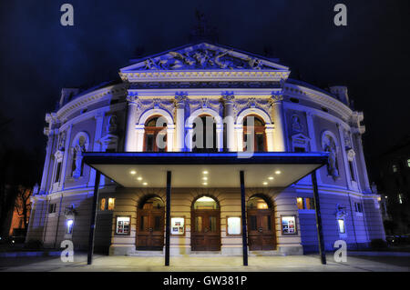 Ljubljana opera house di notte Foto Stock