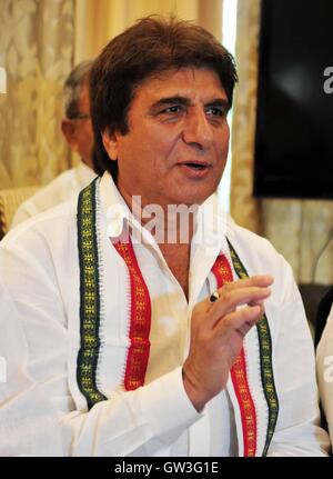 Di Allahabad, India. Decimo Sep, 2016. Di Allahabad: Congresso Uttar Pradesh presidente Raj babbar indirizzamento di una conferenza stampa a Allahabad su 10-09-2016. foto di prabhat kumar verma Credito: Prabhat Kumar Verma/Pacific Press/Alamy Live News Foto Stock