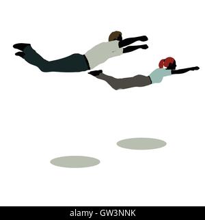 EPS 10 illustrazione vettoriale di un uomo e di una donna in silhouette pongono ancora Super Hero Illustrazione Vettoriale