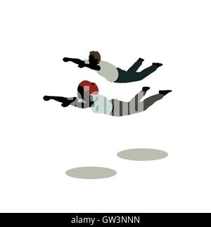 EPS 10 illustrazione vettoriale di un uomo e di una donna in silhouette pongono ancora Super Hero Illustrazione Vettoriale