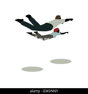 EPS 10 illustrazione vettoriale di un uomo e di una donna in silhouette pongono ancora Super Hero Illustrazione Vettoriale