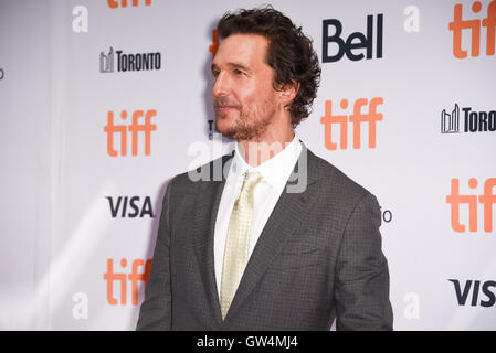 Toronto, Ontario, Canada. Undicesimo Sep, 2016. Attore MATTHEW MCCONAUGHEY assiste il "ing" premiere durante il 2016 Toronto International Film Festival alla principessa di Galles teatro di Settembre 11, 2016 a Toronto in Canada. Credito: Igor Vidyashev/ZUMA filo/Alamy Live News Foto Stock