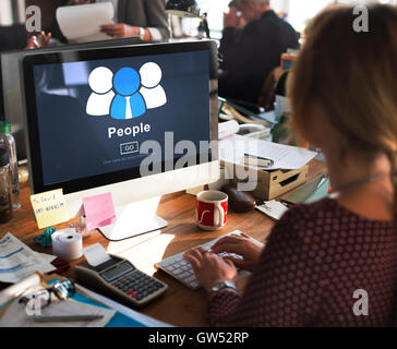 Icona di persone Comunità Informazioni sulla Homepage di concetto Foto Stock