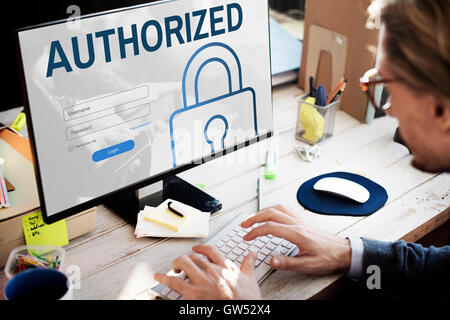 Accessibilità autorizzato la sicurezza di rete il concetto di sistema Foto Stock