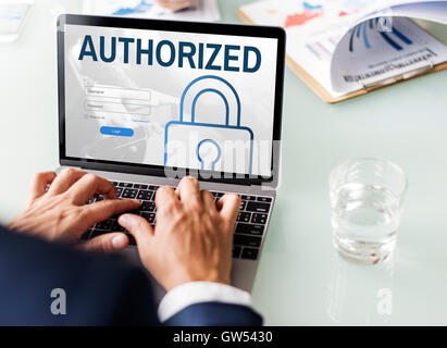 Accessibilità autorizzato la sicurezza di rete il concetto di sistema Foto Stock