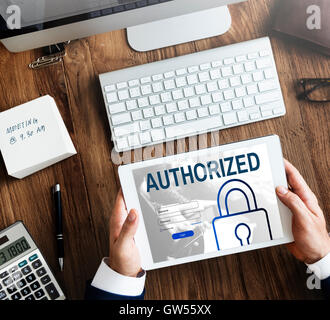 Accessibilità autorizzato la sicurezza di rete il concetto di sistema Foto Stock