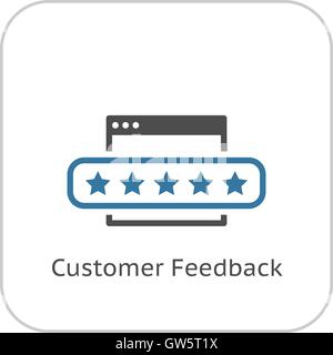 Il feedback dei clienti e la relativa icona. Illustrazione Vettoriale