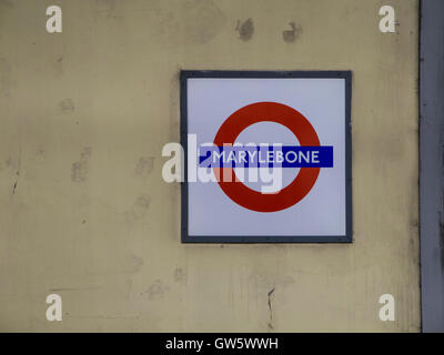 Marylebone tube station segno Foto Stock